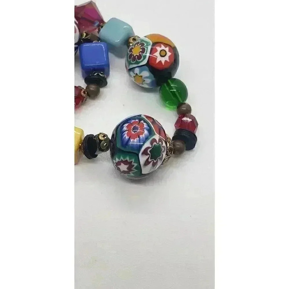 Vintage Murano Italy Millefiori Glass Bead Art Glass Necklace Venetian Restrung - Picture 5 of 9